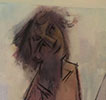 Omhoog kijkend figuur - Olieverf en houtskool - 166x72